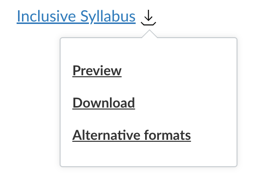 Ally drop down:  Preview, Download, Alternative formats