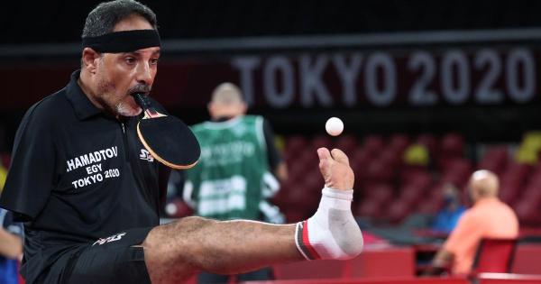 Ibrahim Hamadtou playing Table Tennis at Tokyo 2020