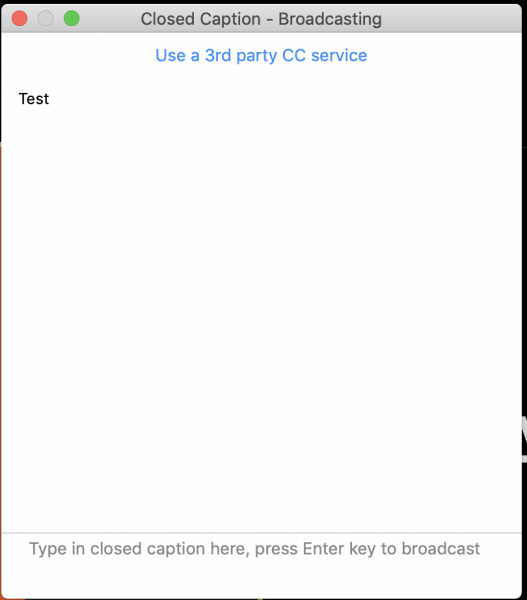 Zoom Live Captioning Textbox