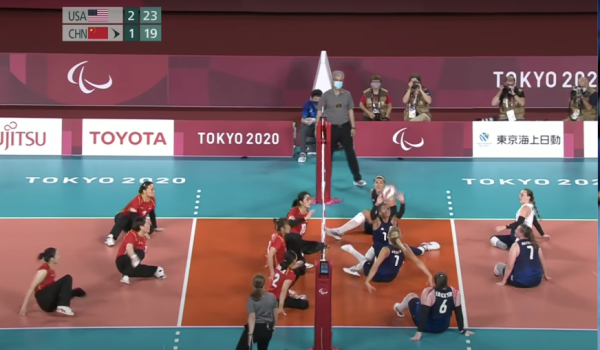 Team USA vs. Team China playing Sitting Volleyball at Tokyo 2020