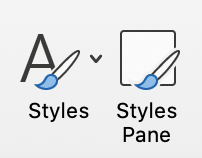 Styles and Styles Pane icons from the Word menu.