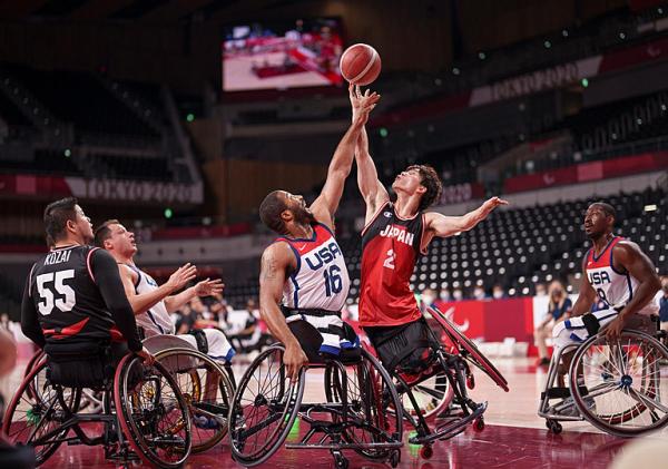 Team USA's Men's wheelchair basketball team playing Team Japan at Tokyo 2020