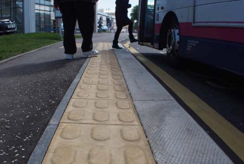 Tactile Paving on street bus stop
